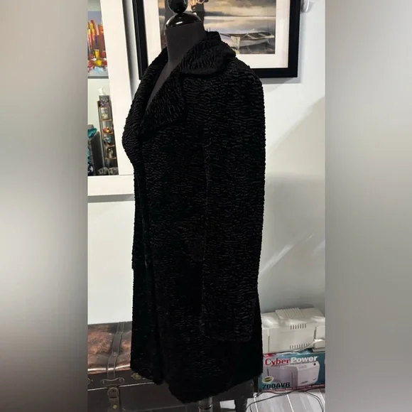 ❤️Vintage 90’s Marvin Richards Faux Persian Lamb Coat-Sz S - Picture 3 of 8